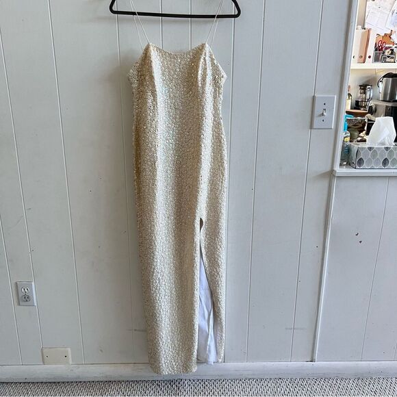 Vintage Alyce Designs Elegant Sequin Gown with Slit - Picture 1 of 11